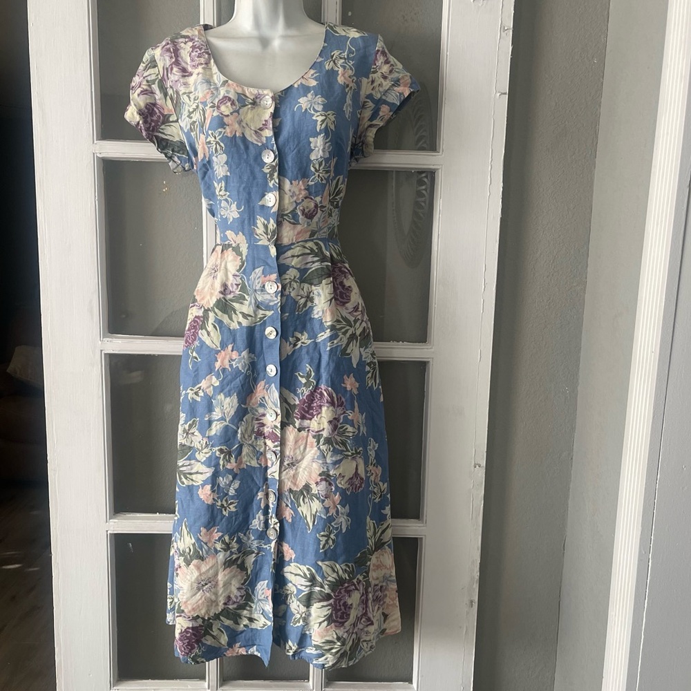 Carol Anderson Vintage Floral Button-Down Midi Dress